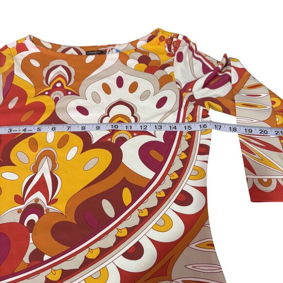 NWOT J. McLaughlin Catalina Women's Orange Geometric Pattern Long Sleeve Top XS - Picture 5 of 8